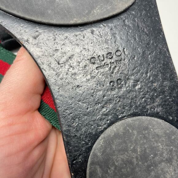 Gucci GG Web Stripe Thong Sandals Flip Flop Flat Slide Slip On Black EU 38 - Picture 11 of 12